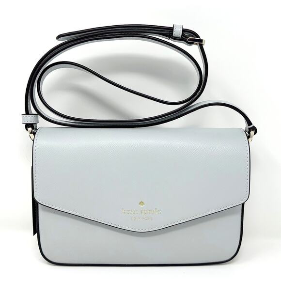 Kate Spade Sadie Envelope Crossbody Purse in Stone Path Gray Leather k7378 - Picture 1 of 5